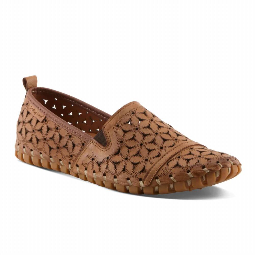 NEW SPRING STEP SHOES women's flowerflow leather loafer in light brown